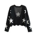 Star Jacquard Cropped Sweater As Shown In Figure - One Size