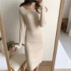 Asymmetrical Neckline Knit Dress