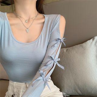 Ribbon Slim-fit Crop T-shirt