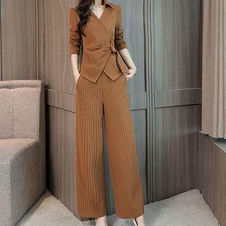 Set: Pinstriped Blouse + Dress Pants