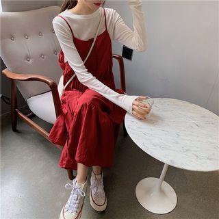 Long-sleeved Plain T-shirt / Sleeveless A-line Dress