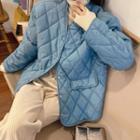 Quilted Button-up Jacket Blue - M