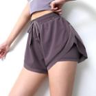 Plain Mock Two-piece Sports Shorts