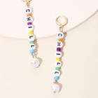Faux Pearl Alphabet Bead Dangle Earring 1 Pair - Multicolor - One Size