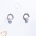 Faux Pearl Rhinestone Mini Hoop Earring As Shown In Figure - One Size
