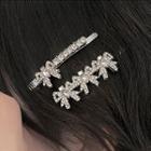 Set Of 2: Rhinestone Bow Hair Clip 2746a - Set Of 2 - Silver - One Size