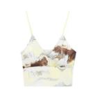 Print Camisole Top Print - Yellow & Brown & White - One Size
