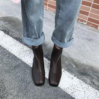 Plain Square-toe Short Boots