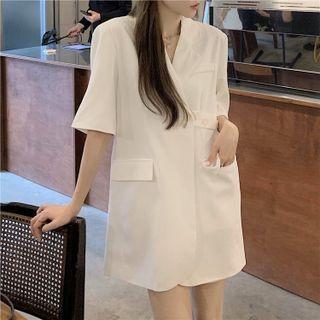 Short-sleeve Asymmetrical Blazer