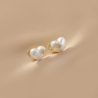 Heart Clip-on Earring 1 Pair - Gold - One Size