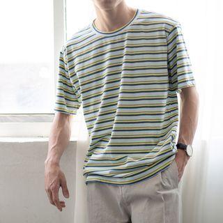 Striped Round-neck Short-sleeve Tee