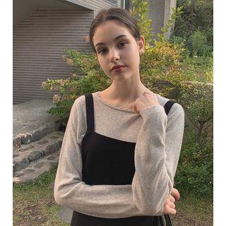[cle.] Scallop-neck Woolen Sweater