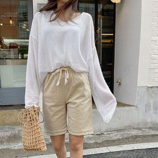 Notched-collar Diamond Pattern Blouse