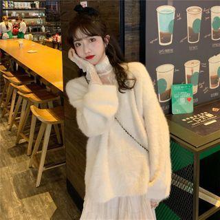 V-neck Sweater / Turtleneck Mesh Top