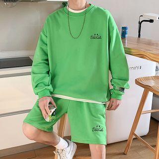 Set: Embroidered Sweatshirt + Shorts