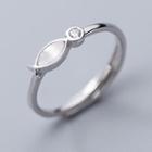 Fish Rhinestone Open Ring S925 Silver - As Shown In Figure - One Size