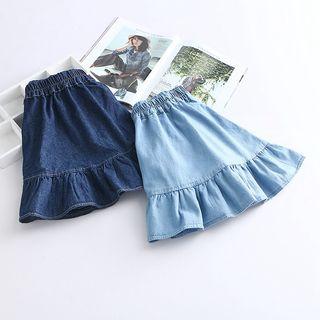 Elastic Waist A-line Denim Skirt