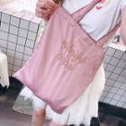 Embroidered Lettering Shopper Bag Pink - One Size