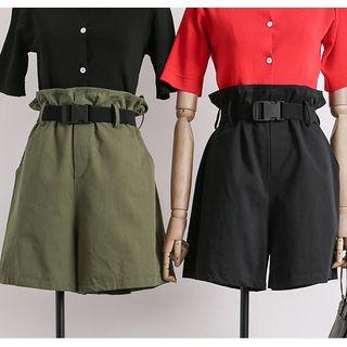 Paperbag High-waist A-line Shorts With Belt