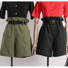 Paperbag High-waist A-line Shorts With Belt