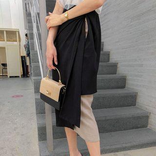 Color-block Wrap-front Skirt