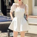 Short-sleeve Mesh Panel Romper