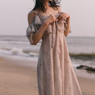 Cold Shoulder Ruffle Midi Dress
