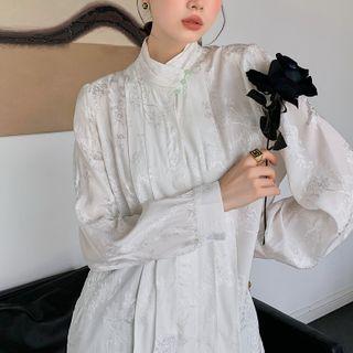 Floral Pattern Stand Collar Shirt