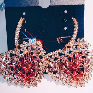 Rhinestone Strawberry / Heart Dangle Earring