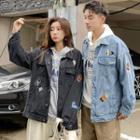 Couple Matching Embroidered Button Denim Jacket