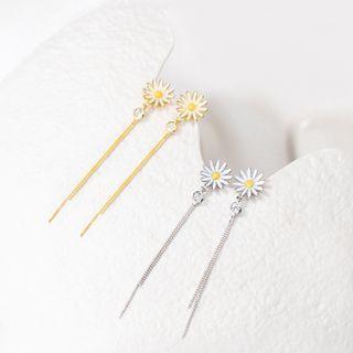 Flower Alloy Fringed Earring 1 Pc - Gold - One Size