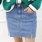 Inset Shorts Mini Denim Skirt