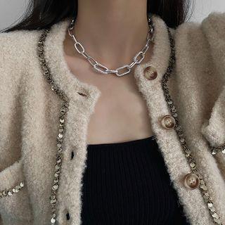 Rhinestone Chunky Chain Alloy Choker Choker - Silver - One Size
