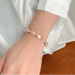 Bead Bracelet Mk362 - White & Pink - One Size