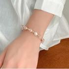 Bead Bracelet Mk362 - White & Pink - One Size
