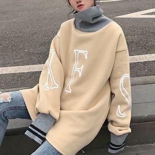 Letter Turtleneck Long-sleeve Sweat Dress