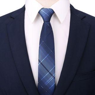 Plaid Neck Tie 1 Pc - Plaid Neck Tie - Dark Blue - One Size