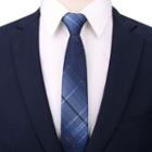 Plaid Neck Tie 1 Pc - Plaid Neck Tie - Dark Blue - One Size