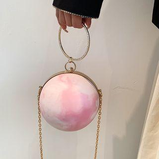 Rhinestone Chain Crossbody Round Box Bag