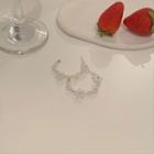 Flower Faux Crystal Acrylic Open Hoop Earring E382 - 1 Pair - White - One Size