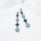 Gemstone Square Dangle Earring 1 Pair - Blue - One Size