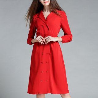 Double Breasted Long Sleeve Coatdress