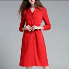 Double Breasted Long Sleeve Coatdress