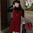 Mock-neck Long-sleeve Top / Strappy A-line Dress
