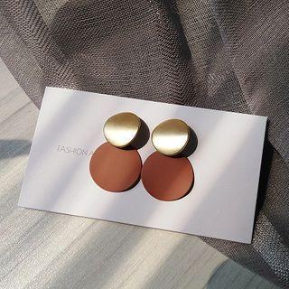 Matte Disc Dangle Earring 1 Pair - 925 Silver - Stud Earrings - One Size