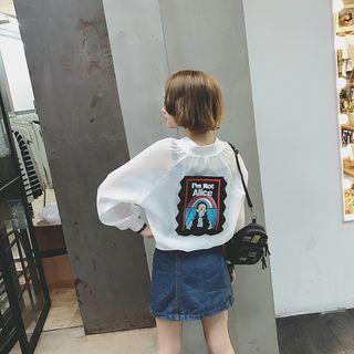 Embroidered Sheer Bomber Jacket