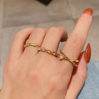 Rhinestone / Faux Pearl Ring / Set