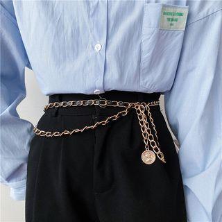 Coin Pendant Alloy Waist Chain Gold - One Size