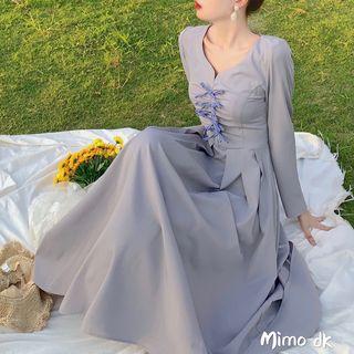 Bow Detail Midi A-line Dress