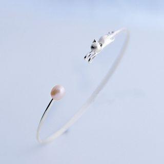 Sterling Silver Faux-pearl Bangle